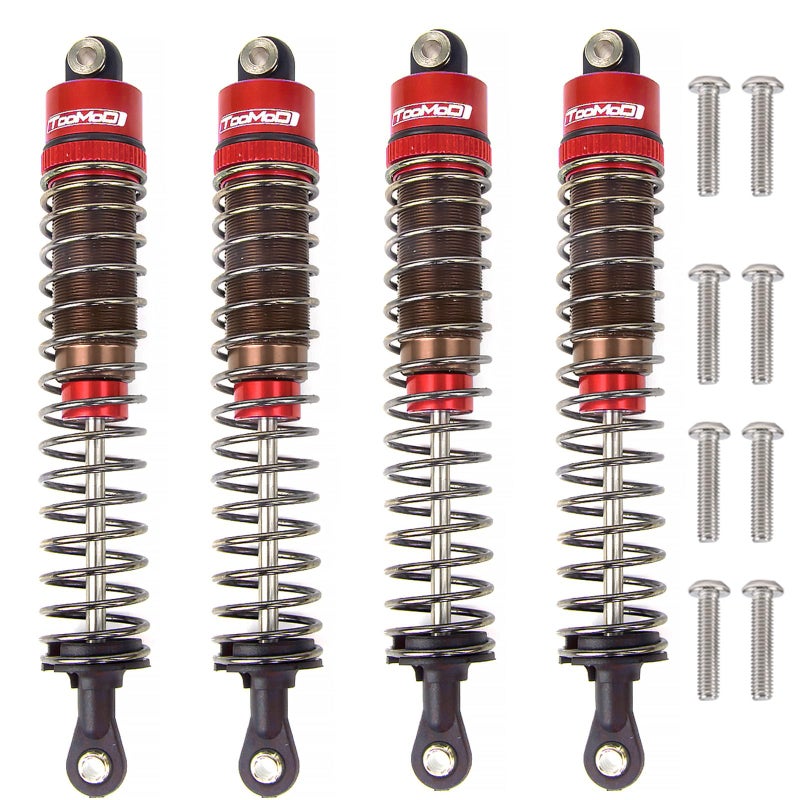 TOOMOD 1/10 90mm RC Oil filled Shock Absorbers kit for Tamiya Bullhead SuperClod Buster TRX4 Axial SCX10 D90 Crawler Car Truck Car Upgrades Replace Parts (Red) - Image 2